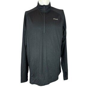 STOIC Black 1/4 Zip Wool Blend Pullover Thumb Holes Long Sleeve